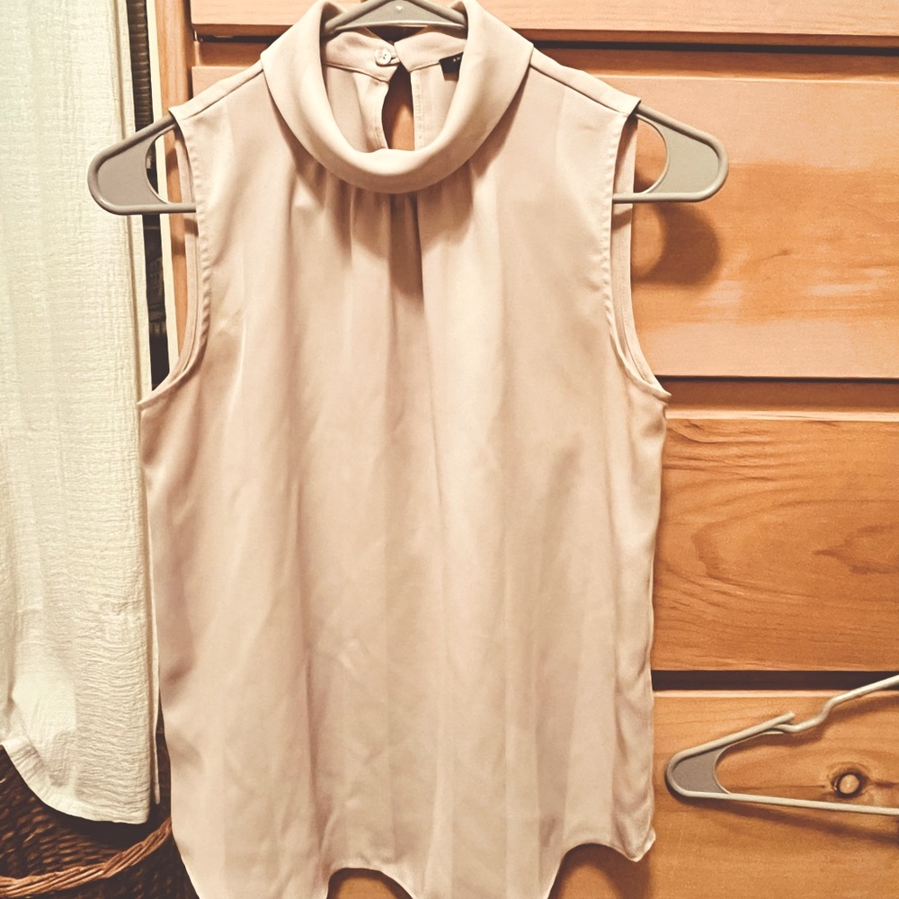 Ann Taylor pink blouse sleeveless French silk feel